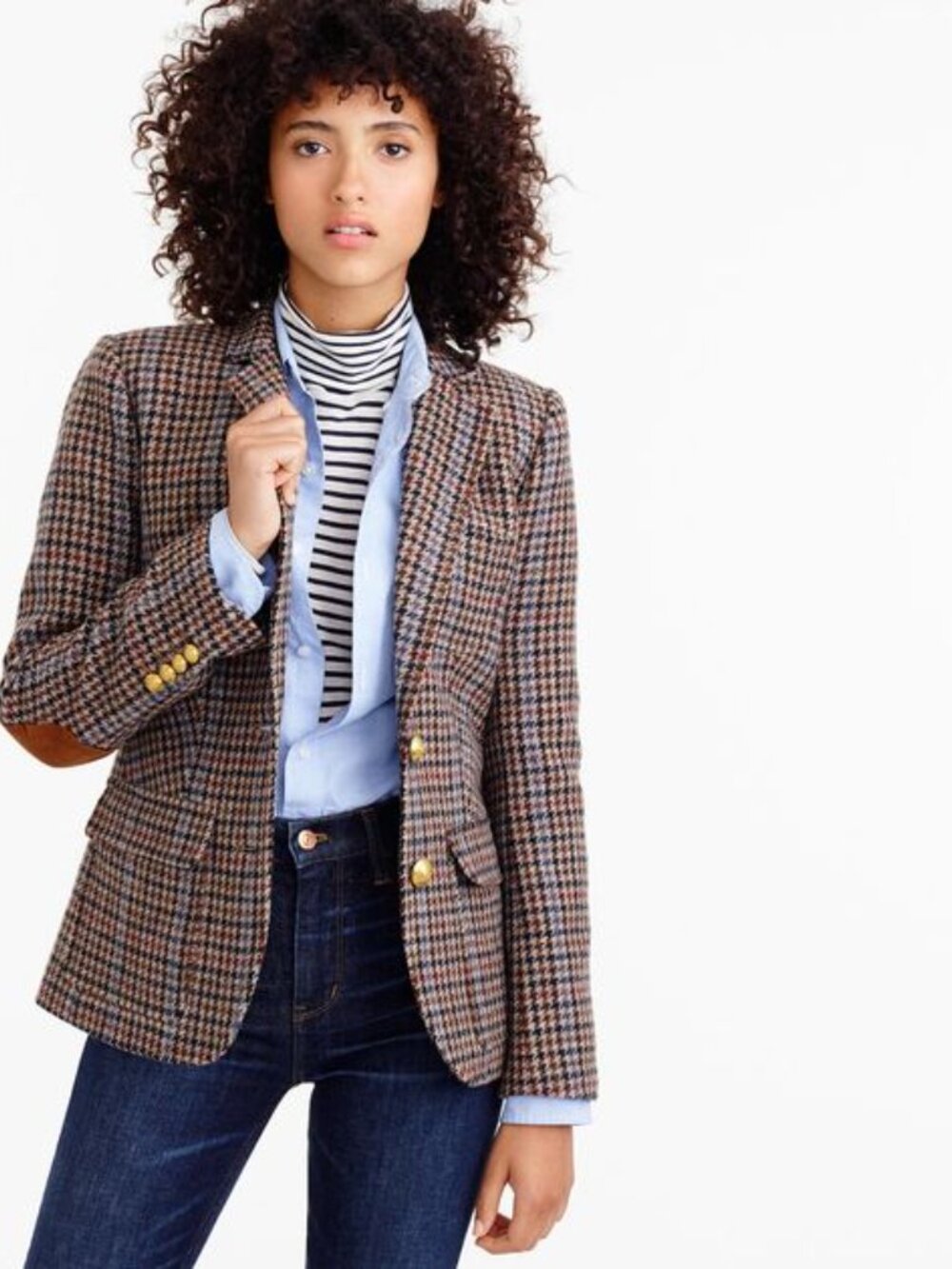 J.Crew Rhodes Houndstooth Tweed Wool Blazer Has corduroy Size 2 - Picture 2 of 2